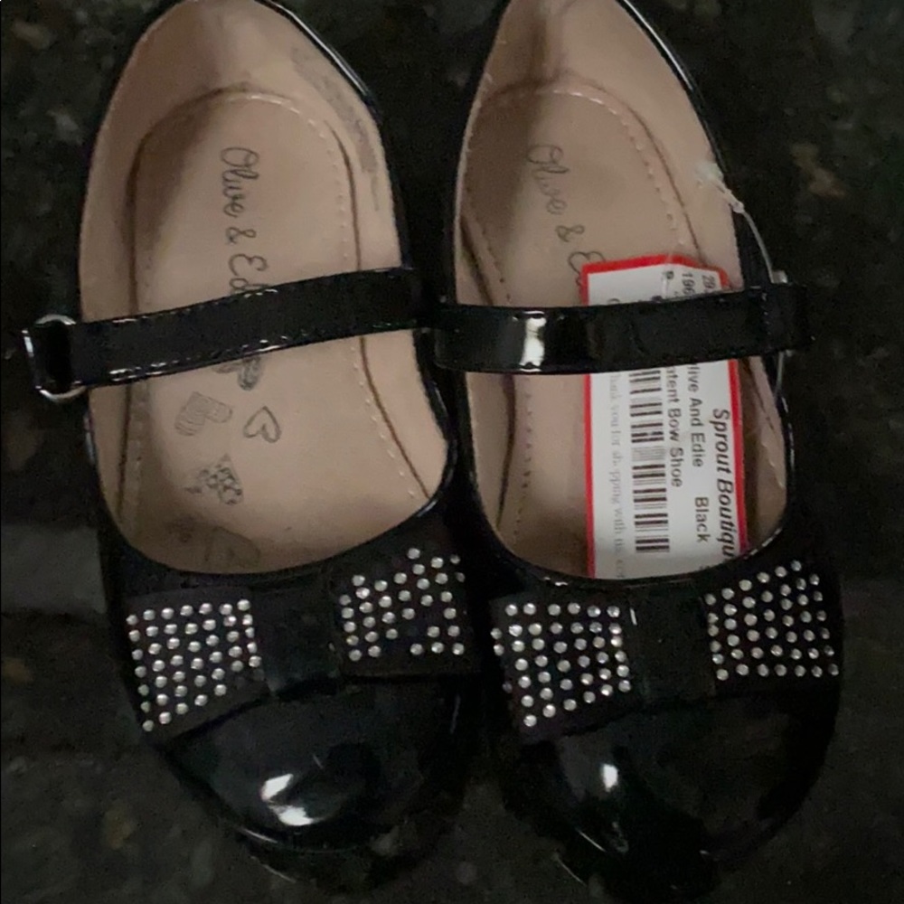 Olive and Edie black patent leather shoes
